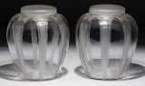 Rene Lalique Crystal 'Cariatedes' Lidded Vases