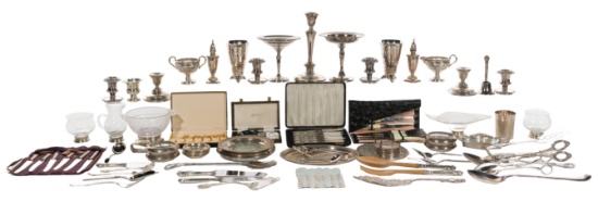Sterling Silver, European (835) Silver and Silverplate Object Assortment