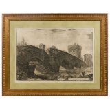 Giovanni-Battista Piranesi (Italian, 1720-1778) 'Veduta del Ponte Lugano su l'Anione' Etching
