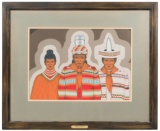 Fred Beaver (Muscogee Creek / Seminole, 1911-1980) 'Seminole Portraits' Gouache
