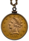 1901 $10 Gold Coin on 14k Gold Necklace