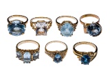14k Yellow Gold and Blue Gemstone Ring Assortment