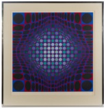 Victor Vasarely (Hungarian / French, 1906-1977) 'Ond Fire' Serigraph