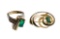 14k Yellow Gold and Emerald Ring and Brooch