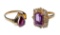 14k Yellow Gold and Amethyst Rings