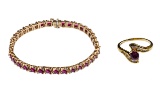 Gold, Ruby and Diamond Ring and Bracelet