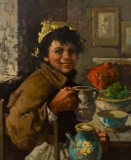 Augustus Dorini (Italian, 20th Century) 'A Young Italian Boy' Oil on Canvas