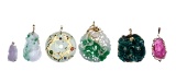 14k Yellow Gold, Jade Jadeite and Semi-Precious Gemstone Pendant Assortment