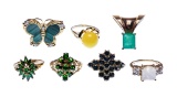 14k Yellow Gold and Semi-Precious Gemstone Ring and Pendant Assortment