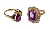 14k Yellow Gold and Amethyst Rings