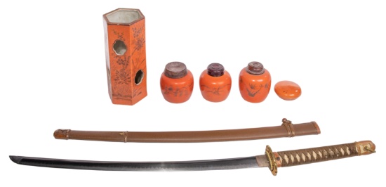 Asian Sword and Decorative Item Assortment