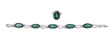 16k White Gold, Emerald and Diamond Bracelet and Ring