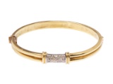 18k Yellow Gold and Diamond Hinged Bangle Bracelet