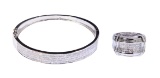18k White Gold and Diamond Bracelet and Ring