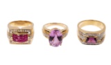 18k Yellow Gold, Semi-Precious Gemstone and Diamond Ring Assortment