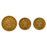 1893-S $10 Gold, 1881 $5 Gold and 1885 $5 Gold