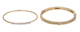 18k Gold and Diamond Hinged Bangle Bracelets