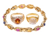 18k Yellow Gold and Semi-Precious Gemstone Jewelry Assortment