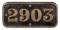GWR Brass Cabside Numberplate 2903 ex LADY OF LYONS 4-6-0
