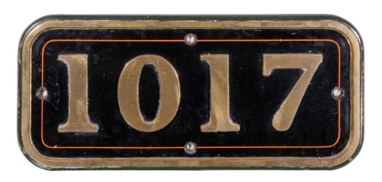 GWR Brass Cabside Numberplate 1017 ex COUNTY OF HEREFORD 4-6-0