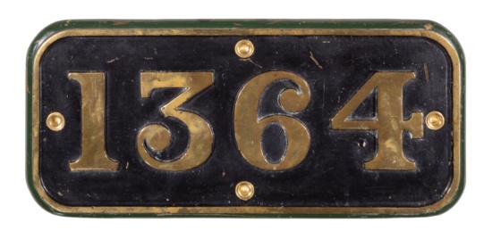 GWR Brass Cabside Numberplate 1364 ex 1361 Class 0-6-0ST