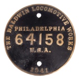 The Baldwin Locomotive Works Builders Plate