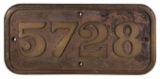 GWR Brass Cabside Numberplate 5728 ex 5700 Class 0-6-0PT