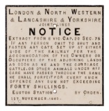 London & Northwestern & Lancashire & Yorkshire Warning Sign