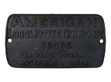 American Locomotive Co. Locomotive Work Plate