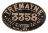 GWR Brass Combine Worksplate TREMAYNE 3358 4-4-0 Bulldog Class