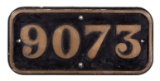 GWR Brass Cabside Numberplate 9073 ex MOUNTS BAY 4-4-0