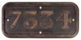 GWR Brass Cabside Numberplate 7334 ex 4300 Class 2-6-0