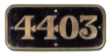 GWR Brass Cabside Numberplate 4403 ex 4400 Class 2-6-2T