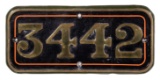 GWR Brass Cabside Numberplate 3442 ex BULLFINCH 4-4-0