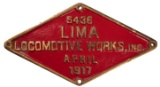 Lima Locomotive Works Builders Plate