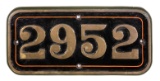 GWR Brass Cabside Numberplate 2952 ex TWINEHAM COURT 4-6-0