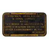 Shropshire Union Railways & Canal Bridge Restriction Sign