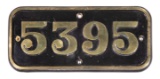 GWR Brass Cabside Numberplate 5395 ex 4300 Class 2-6-0
