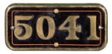 GWR Brass Cabside Numberplate 5041 ex TIVERTON CASTLE 4-6-0