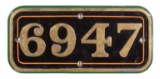 GWR Brass Cabside Numberplate 6947 ex HELMINGHAM HALL 4-6-0