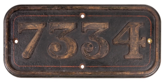 GWR Cast Iron Cabside Numberplate 7334 ex 4300 Class 2-6-0