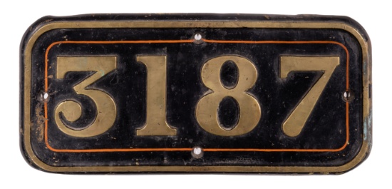 GWR Brass Cabside Numberplate 3187 ex 3150 Class 2-6-2T
