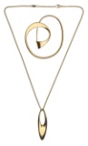 Georg Jensen 18k Yellow Gold Brooch and Pendant on Necklace