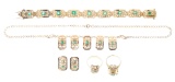 18k and 14k Yellow Gold and Green Semi-Precious Gemstone Jewelry Assortment