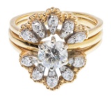 18k Yellow Gold and Diamond Solitaire Ring with Enhancer
