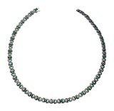 18k White Gold, Green Semi-Precious Gemstone and Diamond Necklace