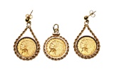 1927 $2 1/2 Gold Coin Pendant and Earring Set