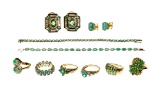 14k Yellow Gold and Green Gemstone Jewelry assortment