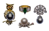 18k Gold, Pearl and Semi-Precious Gemstone Jewelry Assortment