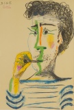 After Pablo Picasso (Spanish, 1881-1973) 'Le Fumeur' Color Lithograph
